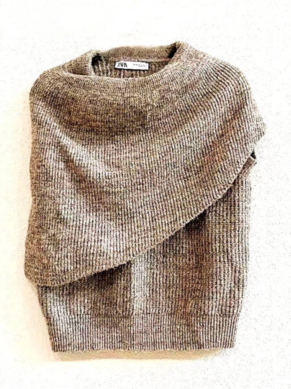 NEW Zara Asymmetrical Sleeveless Knit Sweater Vest Size S Oatmeal Brown NWT - Picture 3 of 8